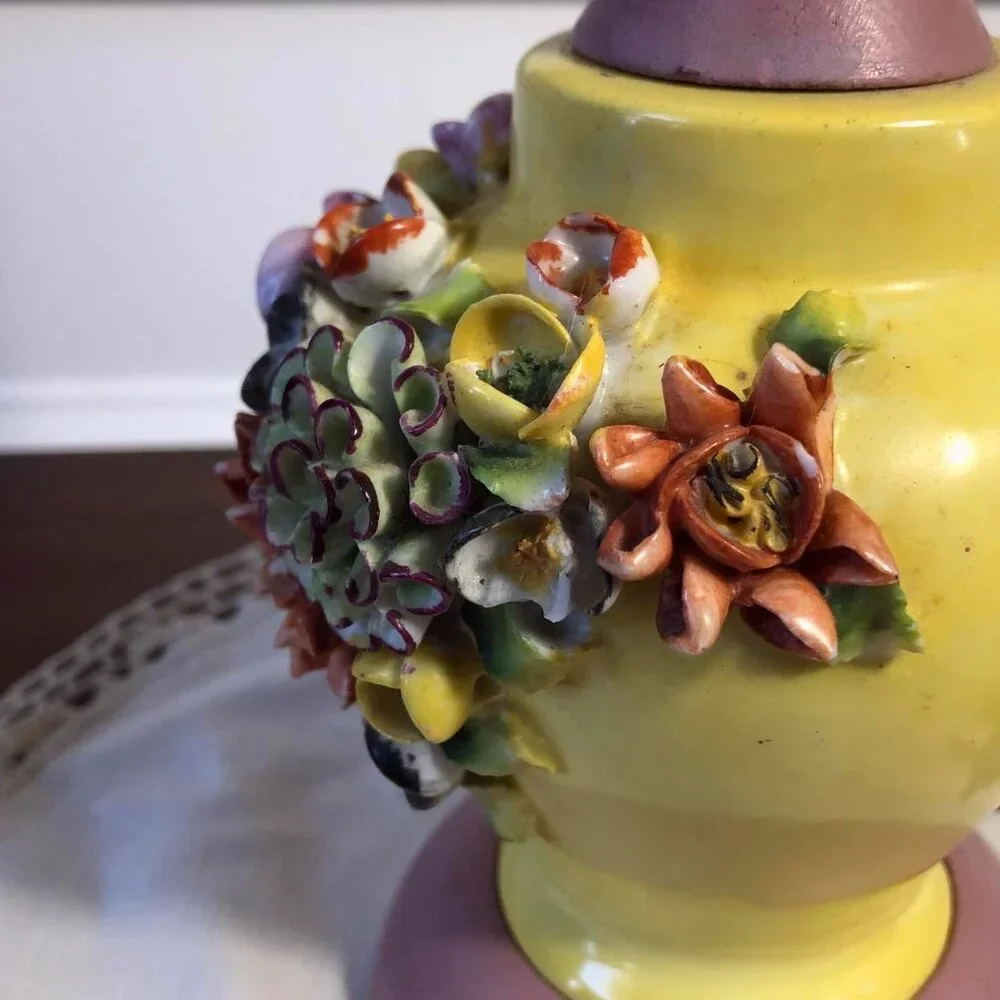 MCM porcelain floral boudoir lamp - Picture 8 of 11